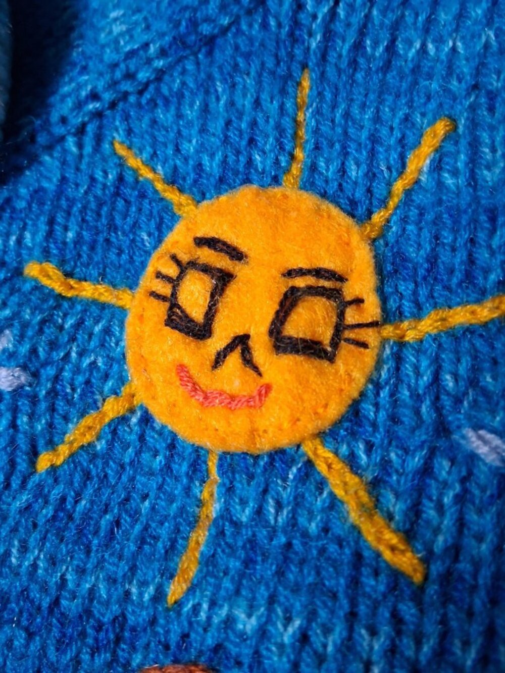 Hand Knit Peruvian Cardigan Sweater Kids Blue Mountain Sheep Sun Snail Zip - Picture 15 of 16